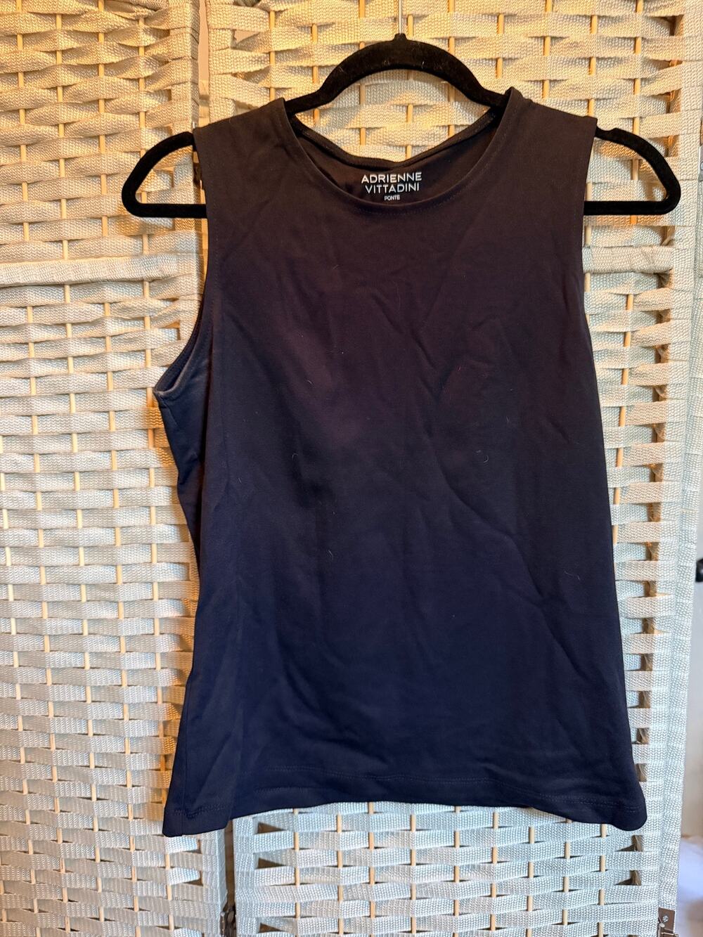 Adrienne Vittadini Ponte Knit Pull Over Sleeveless Tank Top Black Size Small